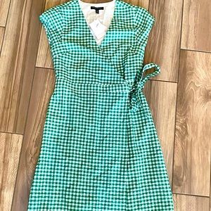 NEW Banana Republic Green Gingham Wrap Dress